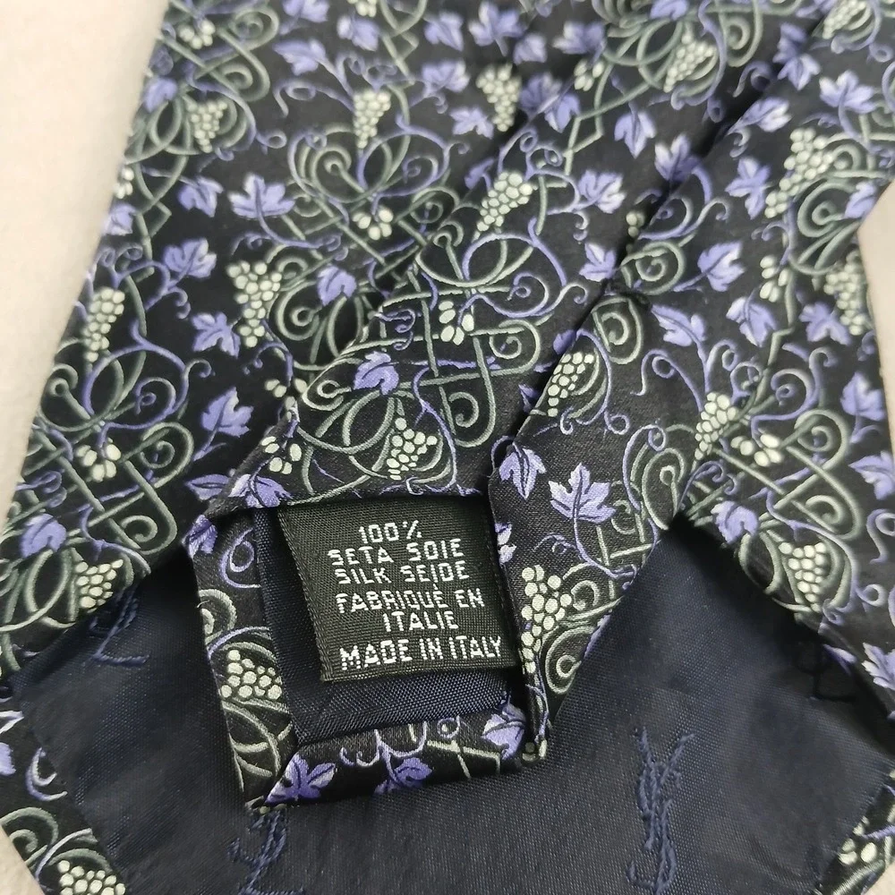 Yves‎ Saint Laurent YSL 3.75x58 Mens Tie Silk Geometric Floral Woven
